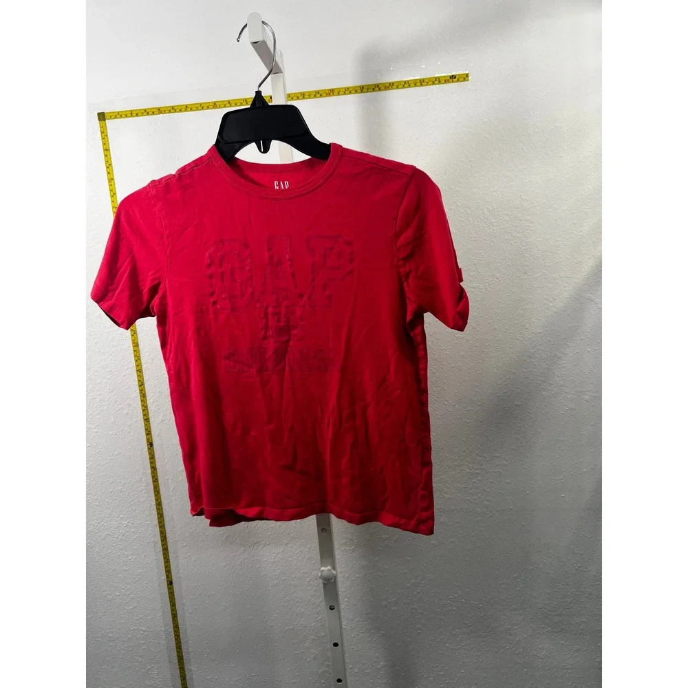 Gap Kids Boys Red‎ Short Sleeve T-Shirt Tonal Logo Crew Neck Size L 10/12